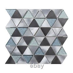 Black Gray Triangle Modern Pattern Aluminum Glass Mosaic Backsplash Tile Kitchen