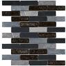 Black Marquina Marble Mosaic Tile Crackle Glass Brick Joint Wall Backsplash