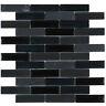 Black Marquina Marble Stone Mosaic Tile Cold Spray Glass Blended Wall Backsplash