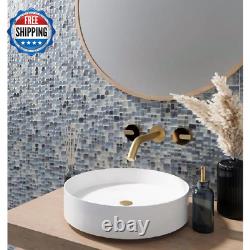 Blue 12.4 In. X 12.6 In. Polished Glass Mosaic Floor and Wall Tile (10-Pack) 10