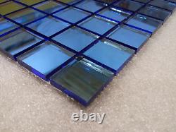Blue Glass Mosaic Tile Sheets Splash Back Wall Floor 25mm Tiles Square Bathroom