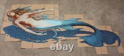 Blue Mermaid with Shadow 12mm Glass Mosaic Swimming Pool Mural, 8'3 x 14'3