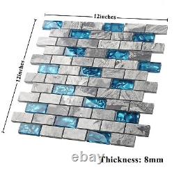 Blujellyfsh Marble Mosaic Tile 1''x2'' Subway Wall Backsplash Box of 10 Sheets