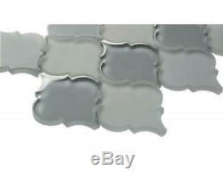 Box of 10 Glass Tiles (7.1 SQ FT) Arabesque Lanterns in Coastal Gray Glass