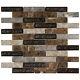 Brown Emperador Dark Marble Mosaic Tile Crackle Glass Brick Joint Backsplash