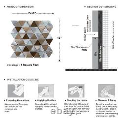 Brown Gray Triangle Modern Aluminum Crystal Glass Mosaic Tile Kitchen Backsplash
