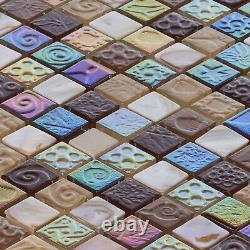 Brown Mother Of Pearl Sell Iridescent Glass Mosaic Tile Kitchen Bath Backsplash
