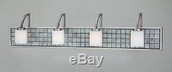 Brushed Nickel And Glass Tile 4 Light Bath Wall With Led Nightlight