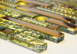 CLEAR/GOLD MIX BRICK Translucent Mosaic tile GLASS Wall Bath -86-0107 10 sheet