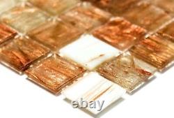 COPPER/WHITE/GOLD Effect Square Mosaic tile GLASS golden silk 54-1302 10sheet