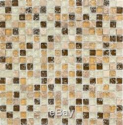 CREAM/BROWN Emperador Translucent Mosaic tile GLASS/STONE WALL 92-105310sheet