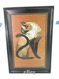 Calartware Tile Mosaic Siamese Cat Mid Century Modern Artist Signed 1957