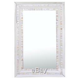 Camden Isle Double Mosaic Tiled Frame Wall Mirror with Beveled Glass