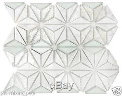 Carrara Marble & Glass Diamond Kitchen Bath Wall Mosaic Backsplash Tiles- 11