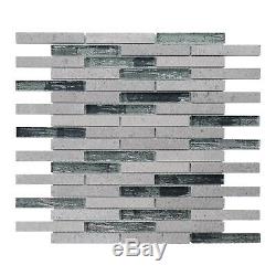 Cinderella Gray Marble Stone Metallic Glass Mosaic Tile Kitchen Wall Backsplash
