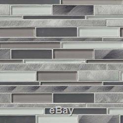 Cityscape Interlocking Pattern 8mm Glass Metal Modern Tile Backsplash Floor Wall