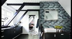 Cityscape Interlocking Pattern 8mm Glass Metal Modern Tile Backsplash Floor Wall