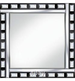 Classic Tile Mirror Black/Silver Square Wall mirror 60cm x 60cm Beveled