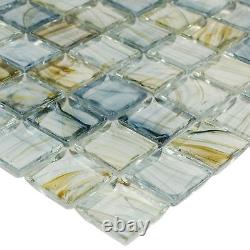 Classic Uniform Square Blue Glossy Glass Backsplash Mosaic Tile Kitchen MTO0084