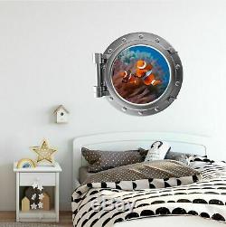 Clownfish Porthole 3D Window Wall Decal Finding Nemo Room Vinyl Port Scape 7152
