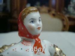 Collective Farm Girl Lomonosov USSR russian porcelain pencil holder figure 9773u