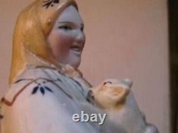 Collective farmer woman lady with pigs USSR russian porcelain figurine 9742u
