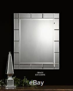 Contemporary Glass Tile Vanity Mirror Frameless Geometric Wall