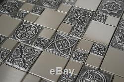 Copper Metal Pattern Textured Mosaic Tile Glass Kitchen Backsplash Wall Decor US