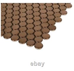 Copper Penny Round 12 x 12 Mosaic Wall Tile Stainless Metal (20 sq. Ft Total)