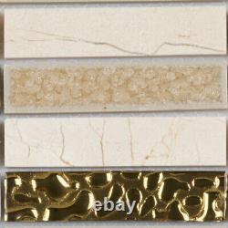 Cream Beige Crema Marfil Marble Stone Glass Mosaic Tile Kitchen Wall Backsplash
