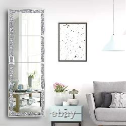 Crystal Crush Diamond Glass Full Length Wall Mirror Tiles, 14''X11'' 4PCS Framele