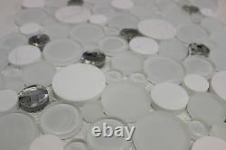 DIAMOND DAZE White Marble Bubbles Tile Diamond cut Glass Crystal Mosaic Tiles
