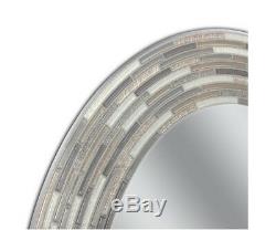 Deco Oval Wall Mirror 29 in. X 23 in. Reeded Charcoal Oval Mosaic Tiles Elegant