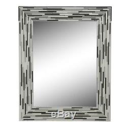 Deco Wall Mirror 30 in. L x 24 in. W Reeded Charcoal Simulated Tiles Frameless