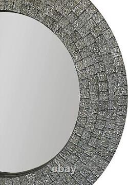 DecorShore 24 Glamorous Sparkling Glass Mosaic Wall Mirror In Silver