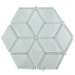Diamond Shaped Hexagon Mix Gray Polish and Matte Crystal Glass Tile Backsplash