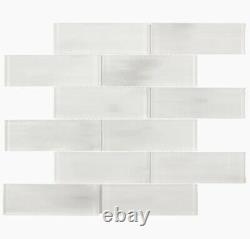 ELIDA CERAMICA White 12 x 12 Glossy Glass Brick Subway Wall Tile, 29 Ct, NEW