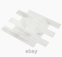 ELIDA CERAMICA White 12 x 12 Glossy Glass Brick Subway Wall Tile, 29 Ct, NEW