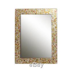 Eclectic Bohemian Rhapsody Rainbow Mirror -Golden Striped Glass Mosaic Tile Wall