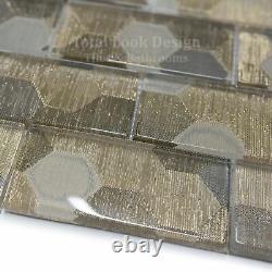 Elegance Gold Glass Rectangle Mosaic Tiles Walls Floors Bathrooms Kitchens