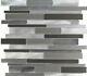 Elida Oasis Silver Mix Linear Mosaic Glass & Metal 12x12 Wall Tile 20 Pieces
