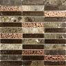 Emperador Marble Blend Metallic Copper Glass Crackle Mosaic Tile Wall Backsplash