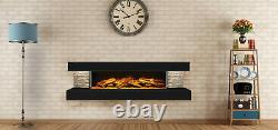 European Home Compton 1000 Black Tile 60 Linear Wall Mounted Electric Fireplace