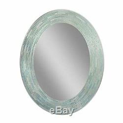 Frameless Mosaic Tile Design Reeded Sea Glass Oval Wall Mirror Décor 29x23