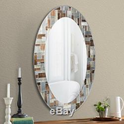 Frameless Oval Tile Wall Mirror Vanity Hanging Modern Mount Bathroom Decor New