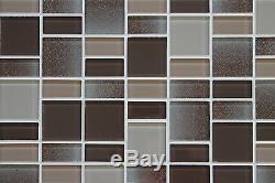Fusion Brown Glass Mosaic Tiles Backsplash/Bathroom Tile Squares/Rectangles
