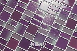 Fusion Purple Glass Mosaic Tiles Backsplash/Bathroom Tile Squares/Rectangles