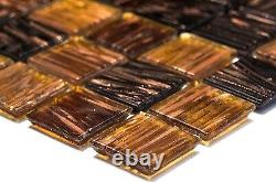 GOLD/BROWN/COPPER Effect Square Mosaic tile GLASS golden silk 54-1306 10sheet