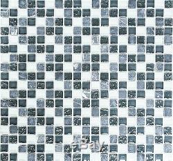 GRAY/WHITE MIX Mosaic tile GLASS/STONE MIX WALL Kitchen & Bath 92-020410sheet