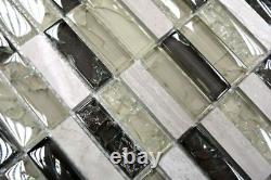 GREEN/GRAY Mix Clear Translucent Mosaic tile STICK GLASS/STONE 87-S125210 sheet